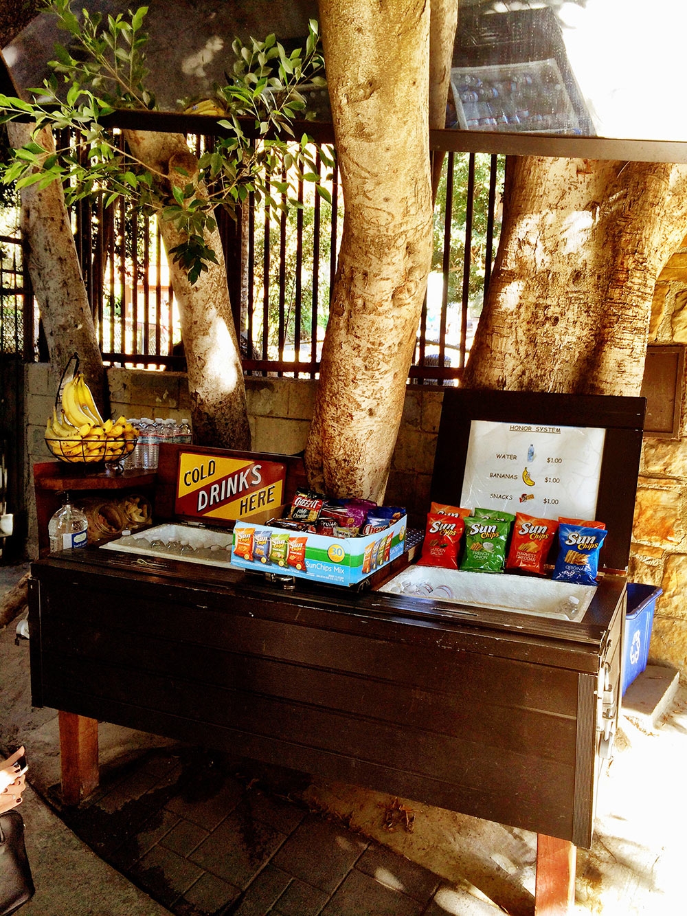 Cold drinks and snacks for sale at the bottom of Runyon Canyon 