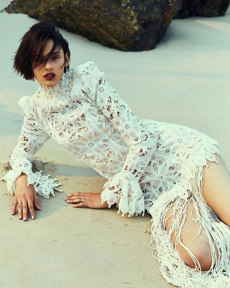 Aleyna Fitzgerald wears the Wavelength Fringed Gown for Elle Indonesia 