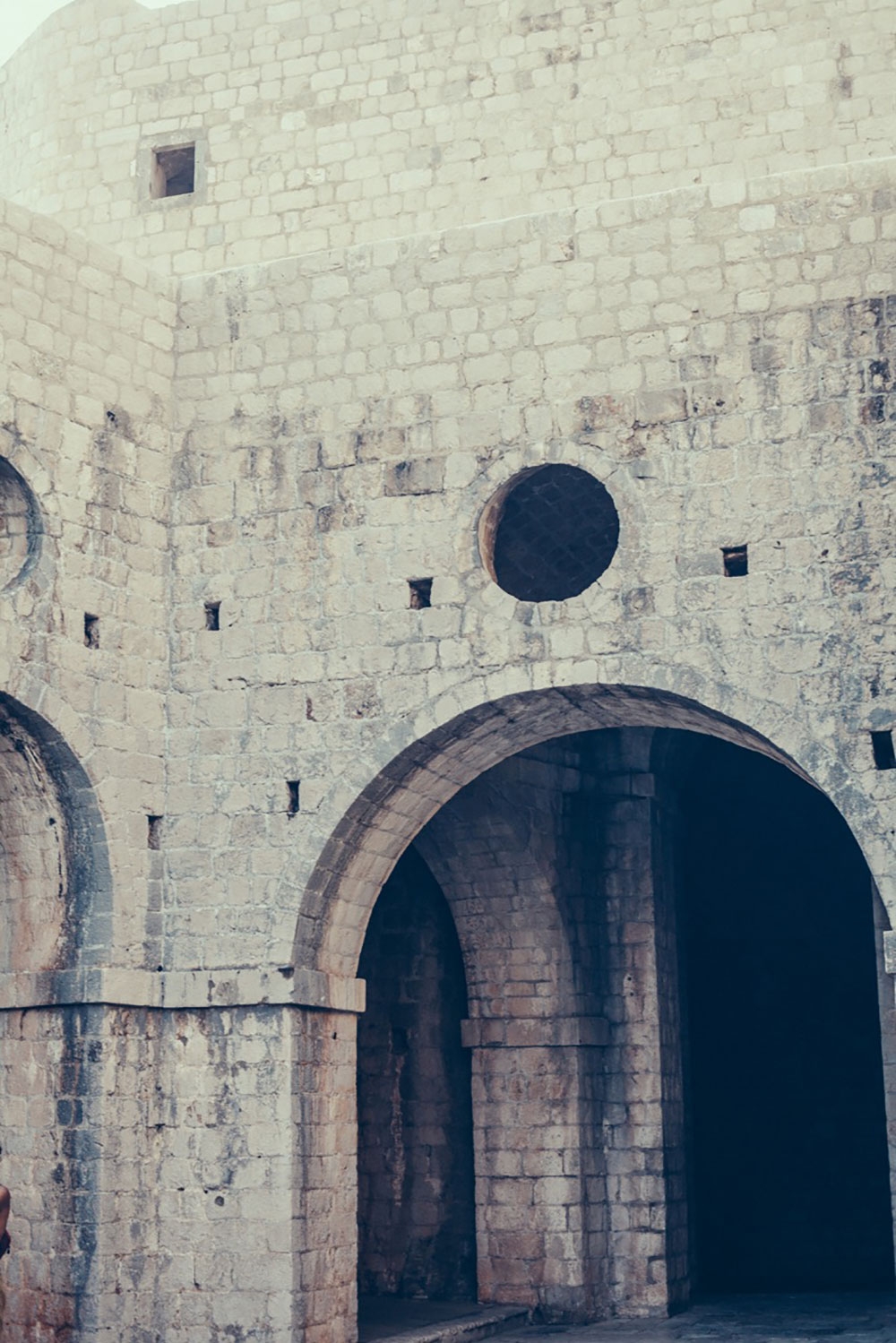 Large archways inside the brick walls of Lovrijenac – Dubrovnik 