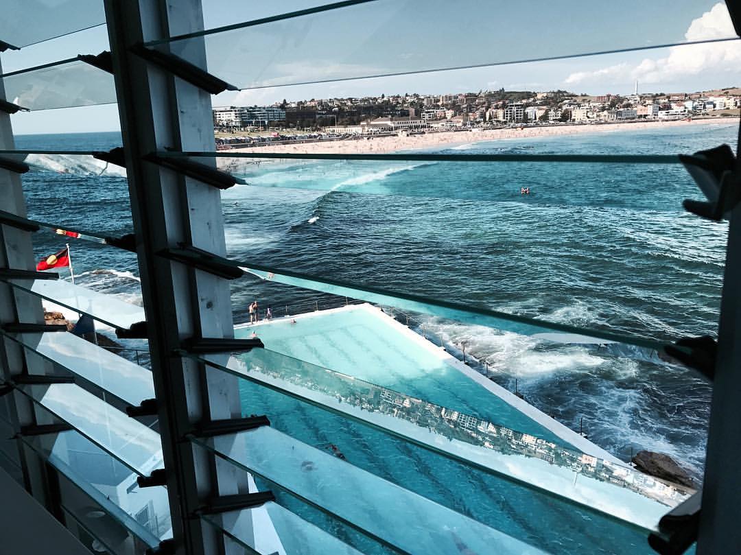 A view of Bondi Beach from Sunday lunch at the Icebergs