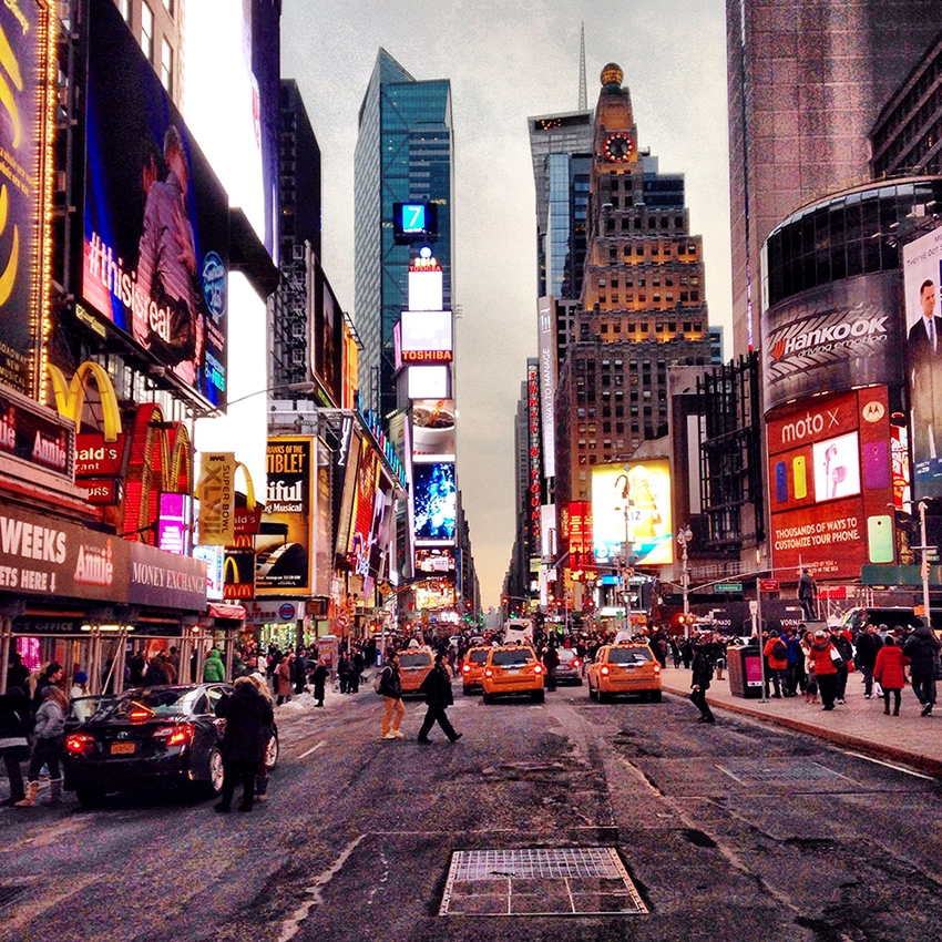 Times Square at dusk